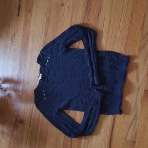 Lucky Brand dark blue women's XS shirt Crochet like design sweater